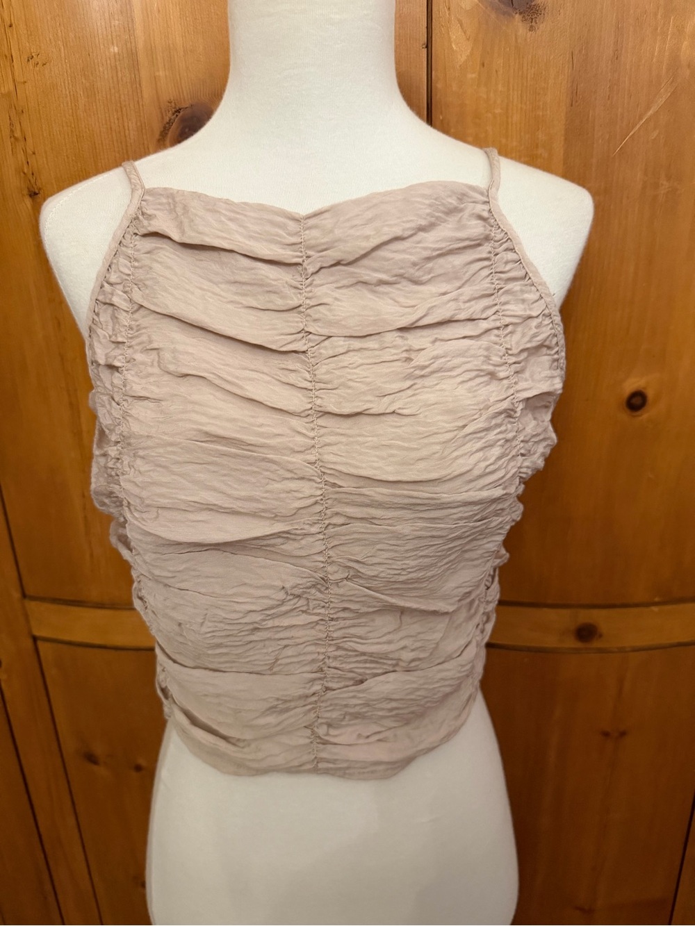 Zara Ruched Halter Crop Top - Blush, NWT